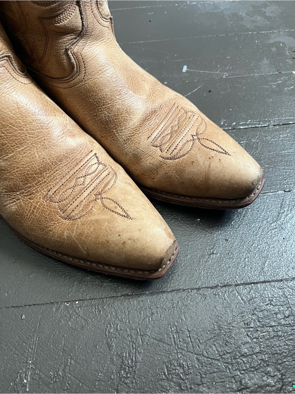 Tony Lama Tan Leather Cowboy Boots - Picture 6 of 10
